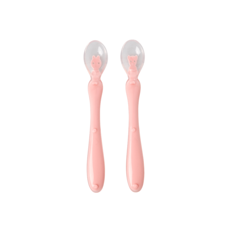 Rice DK | BABY SILICONE SPOON IN PINK - BEAR AND RABBIT DESIGN