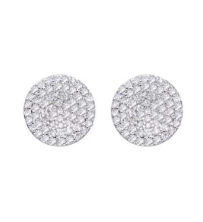 Clear Zirconia Disc Stud Earrings