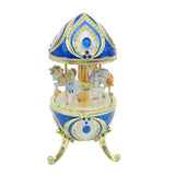 Faberge Egg Blue Music Royal Horses Carousel