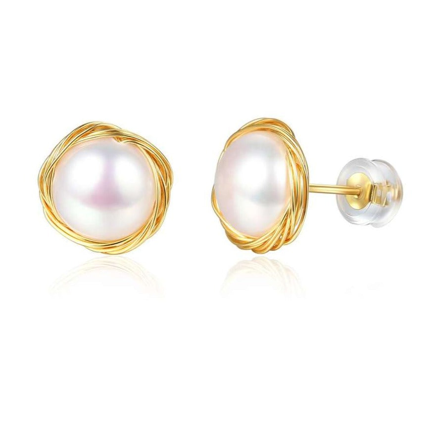 Baroque Style Freshwater Pearl Stud Earrings