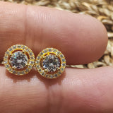 Dainty Round Gold Zarconia Stud Earrings