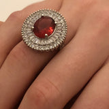 Retro Style Red Wine Cocktail Ring