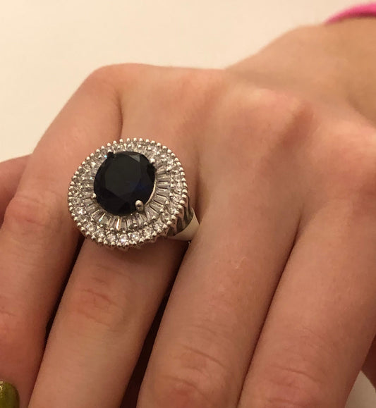 Oval Deep Blue Cocktail Ring