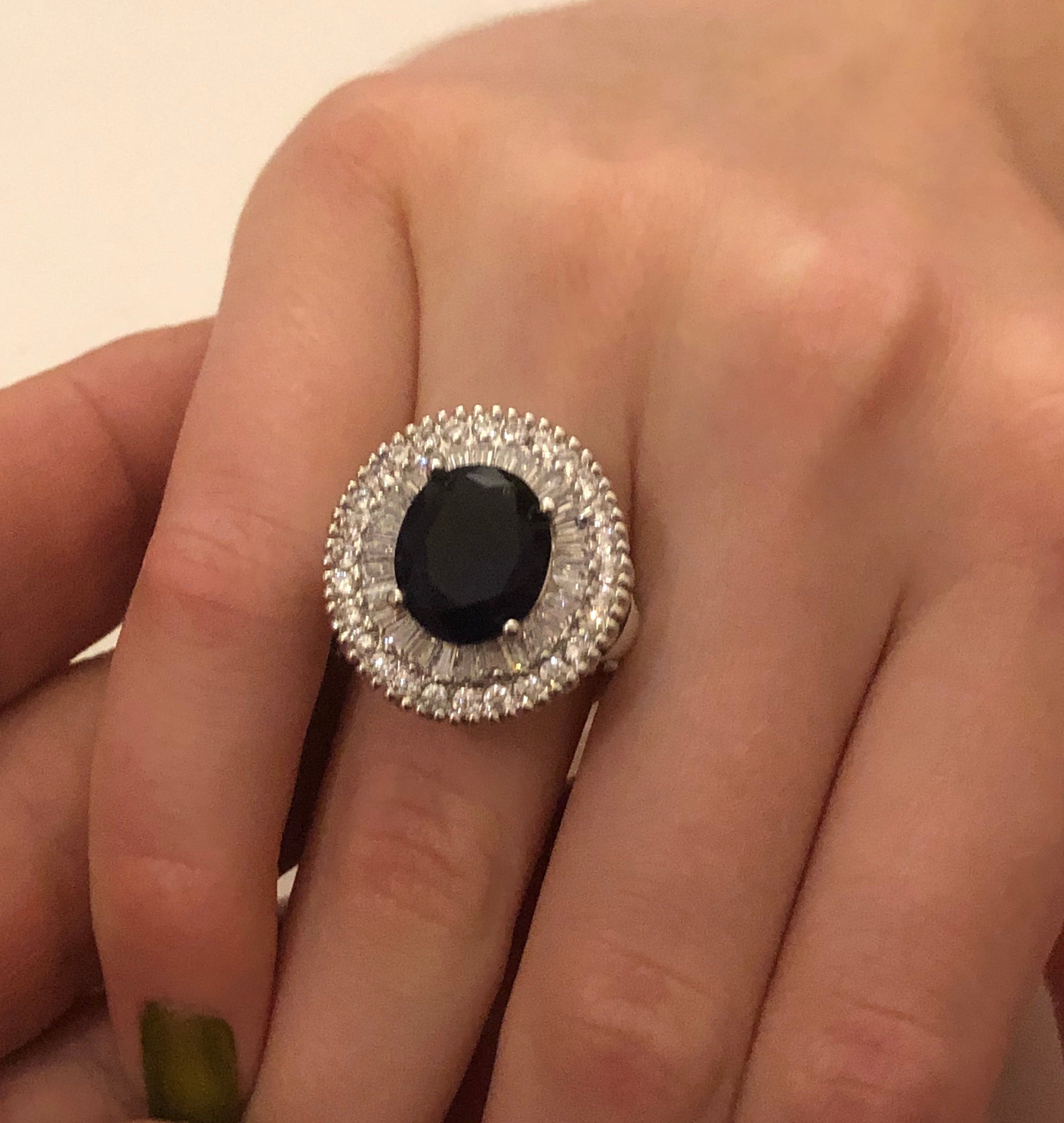 Oval Deep Blue Cocktail Ring