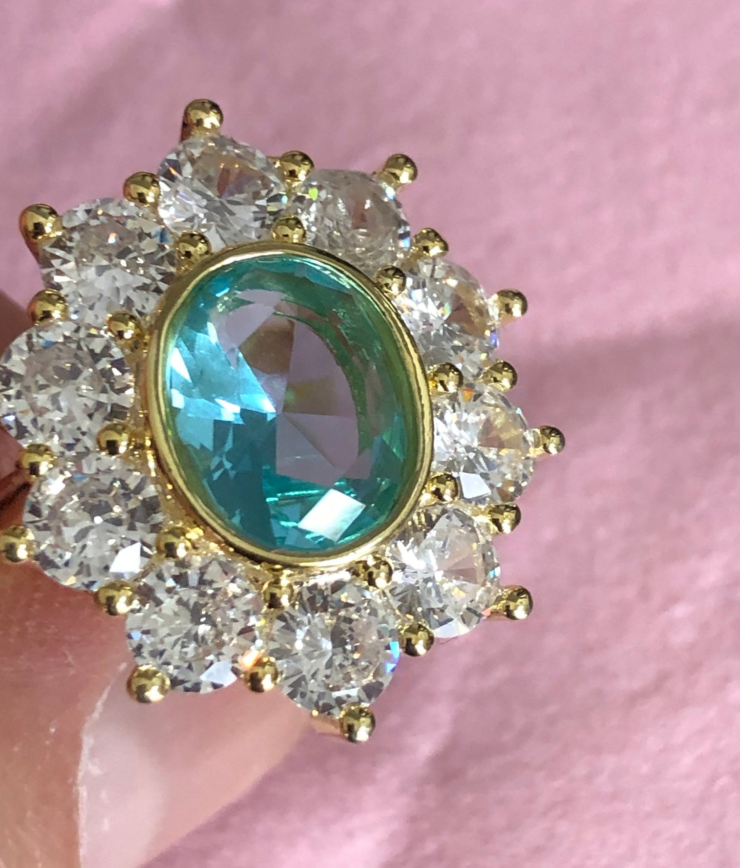 Green Emerald Green Gold Cocktail Ring