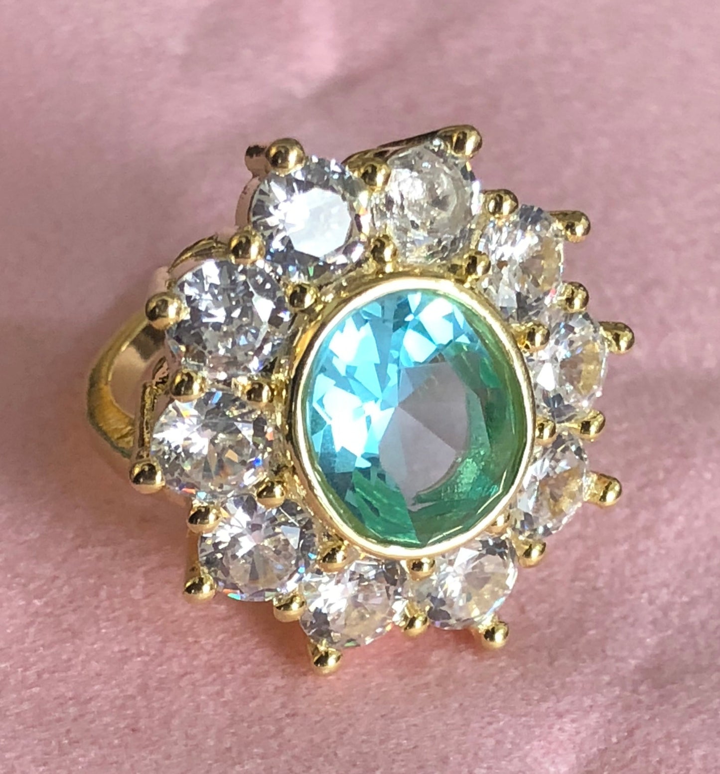 Green Emerald Green Gold Cocktail Ring