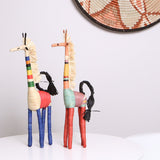 Colorful Raffia Giraffe Shelf Decor