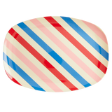 Rice DK Candy Stripe Two Tone Melamine Rectangular Plate