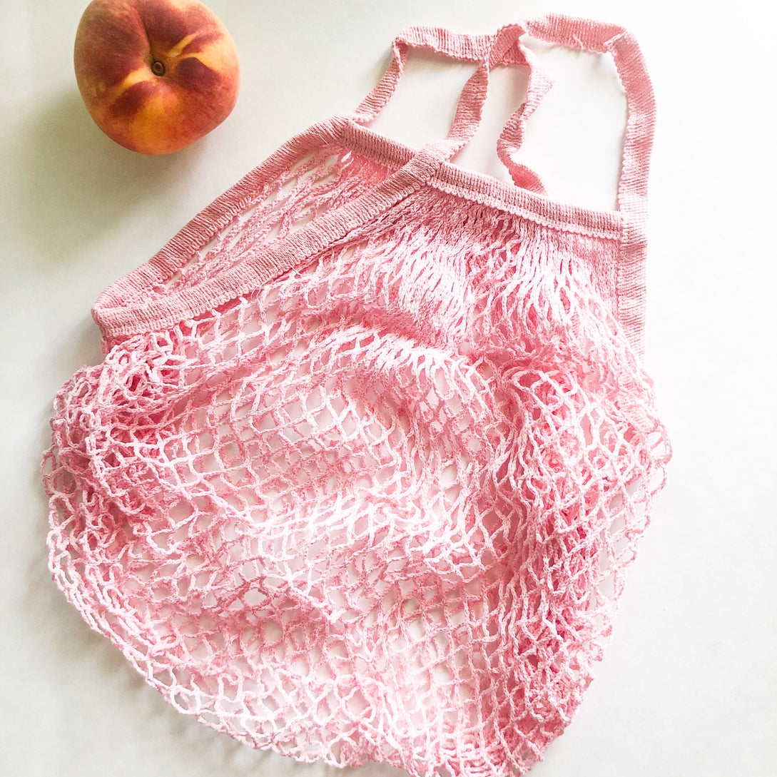 Reusable Dusty Pink Cotton Organic Short Handle Bag