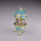 Faberge Egg Blue  with Horse Carousel