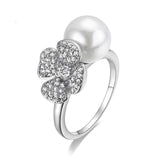 Summer Flower Pearl White Gold Ring