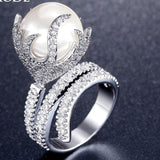 Fire Shaped Zirconia Pearl Ring