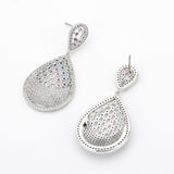 Platinum plated earrings with small white and colored round zirconia